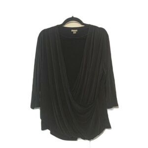 Neiman Marcus XL Black Crossover Wrap Top
